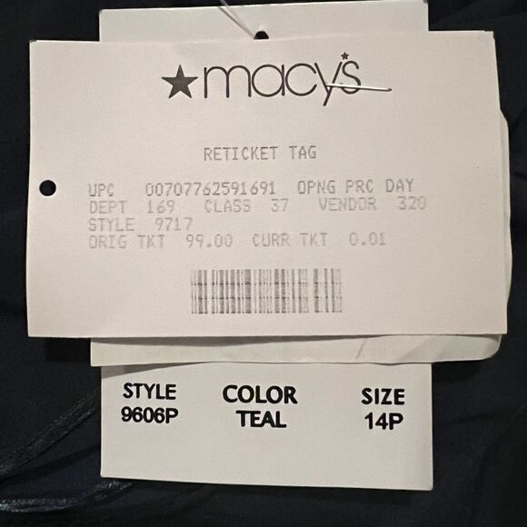 R&M Richards Womens Petite Teal Sleeveless Dress With Necklace 14P NWT NWD - Picture 11 of 11